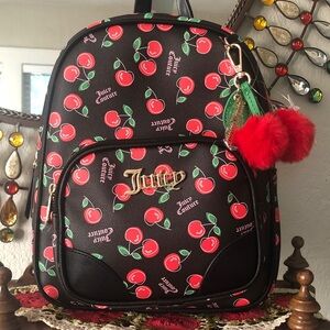 NWT Juicy Couture Cherry Girl Backpack w/ Pom Pom Charm